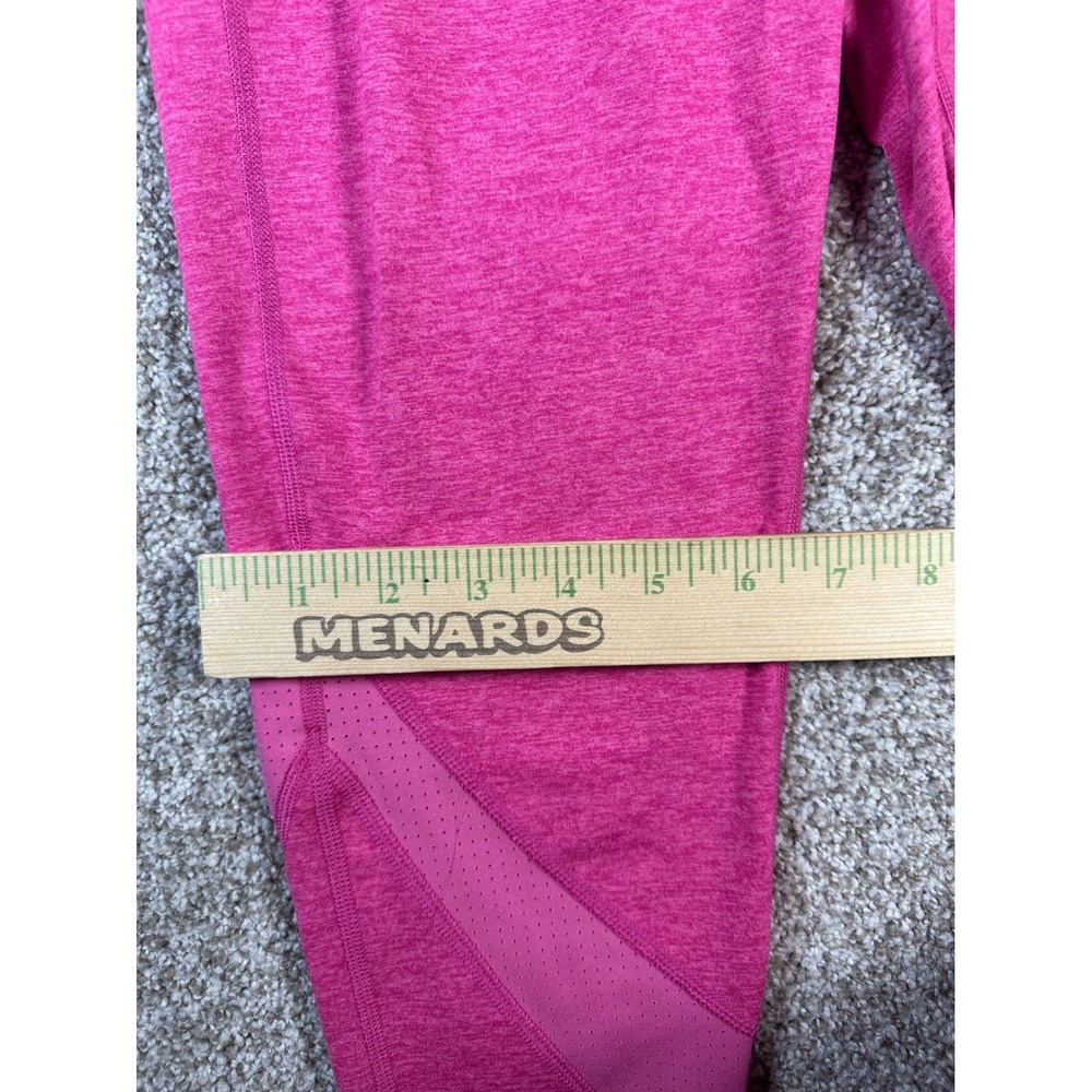 Peloton Womens Pink Heathered High Rise Mesh Crop Leggings Size M Heart Logo - Picture 4 of 10